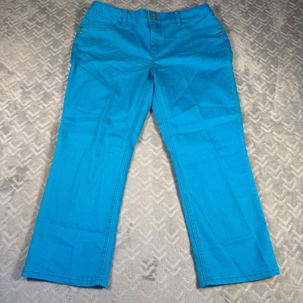 Chico's Platinum Denim Jeans Womens 10 (1.5) Blue Crop Ultimate Fit Slimming NWT